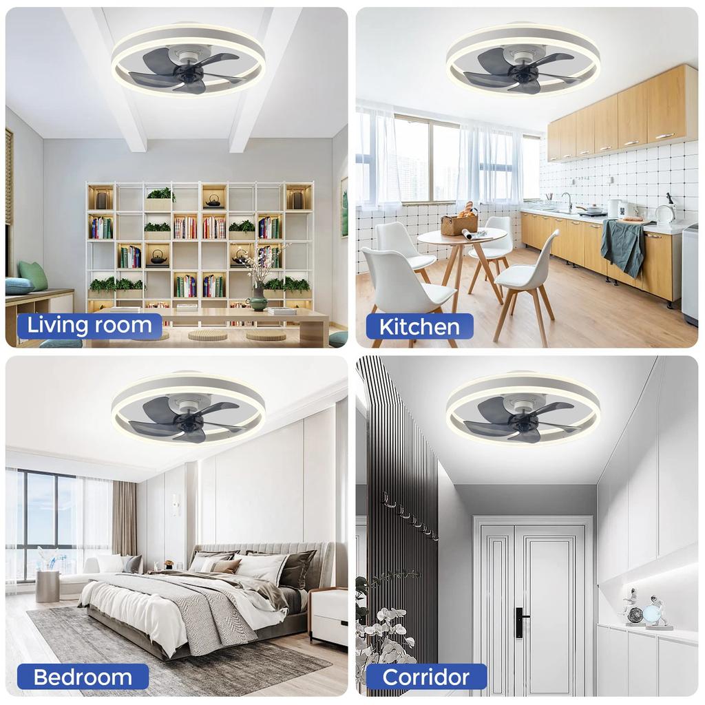 IRALAN Modern Ceiling Fan with Light Remote Control 6 Speed Chanderlier Fan Reversible Dimmable For Living Room Bedroom