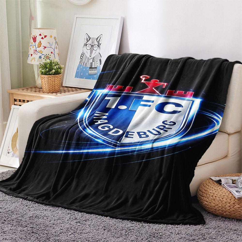 1PC 1. FC Magdeburg Flame Patterned Flannel Blanket Suitable For All Seasons for Home Decor Warmth and Comfort Gifts Holiday Present