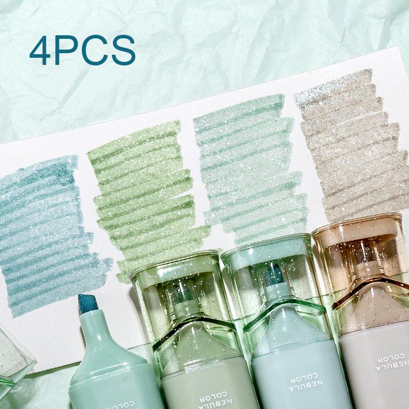 4 шт./компл., блестящая ручка-маркер, устойчивые к размазыванию чернила на водной основе для сверкающих заметок, ручка-планировщик для журналов, канцелярские принадлежности