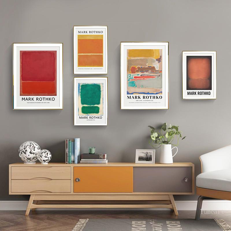 Знаменитый Марк Ротко, абстрактная картина на холсте, печать плакатов, цветной блок, современный декор, настенная художественная картина для гостиной, спальни, прохода