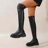 Женские зимние высокие сапоги выше колена на платформе, удобные и элегантные, большого размера, модные, на низком каблуке, кожаные, до бедра
