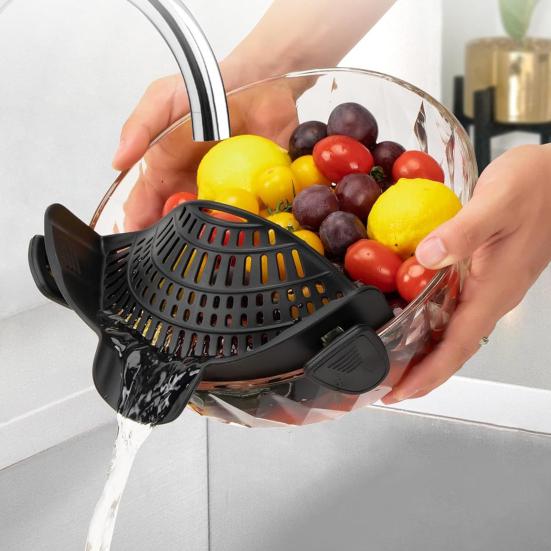 Silicone Drainer Clip-On Strainer for Pots Pans Heat Resistant Food Strainer Kitchen