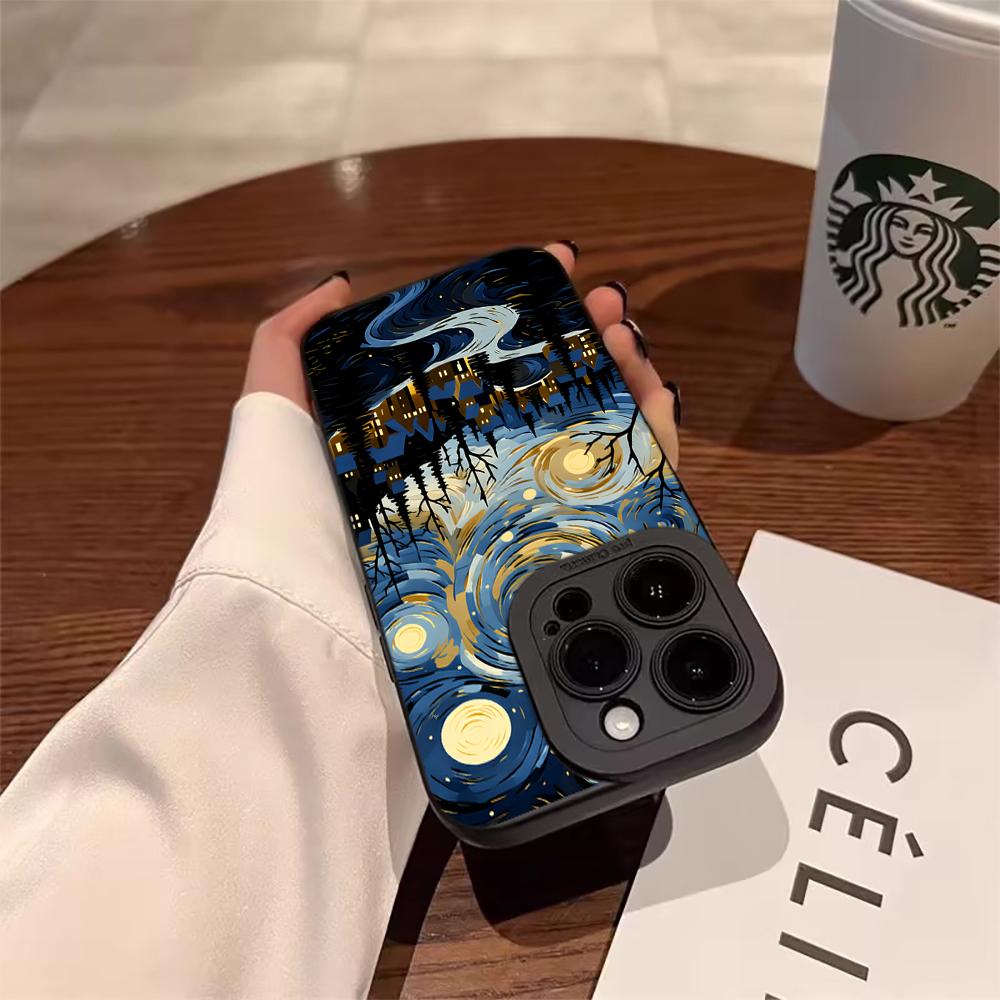Художественный Чехол Ночь Звезд для iPhone 16 14 15 7 8 Plus XS XR X Для iPhone 17 16 15 14 13 12 11 Pro Max Защитный Funda