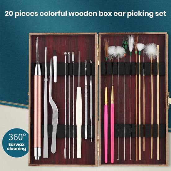 20 шт./компл. набор для удаления ушной серы из нержавеющей стали, нежный эффективный массажный инструмент для чистки ушей для взрослых и детей