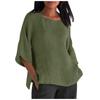 Women's Fashion Half Sleeve Round Neck Solid Colour Loose Casual Shirt Top