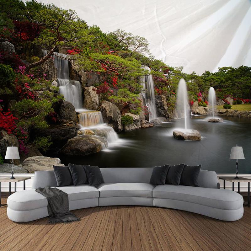 Пейзажные растения, водопад, художественное украшение, одеяло, шторы, подвесное украшение для дома, спальни, гостиной, гобелен