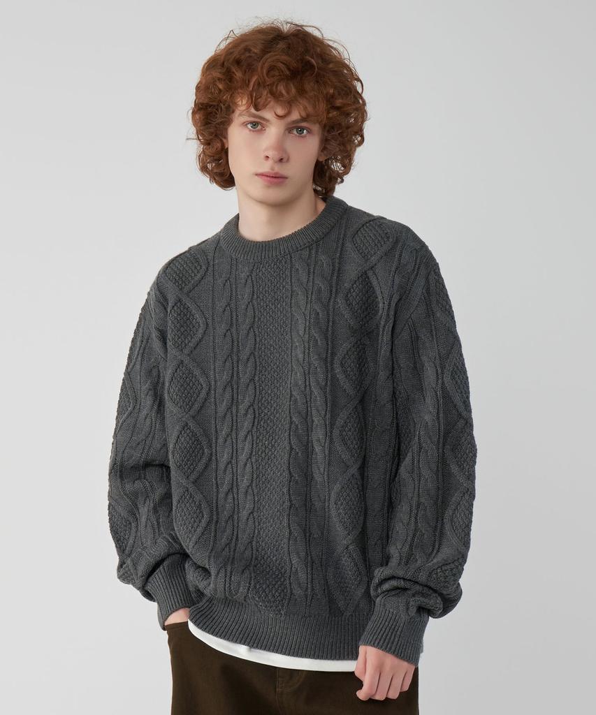 UNTAPPED STUDIO [2Pack] Oversized Aran Cable Round Knit 5 Colors