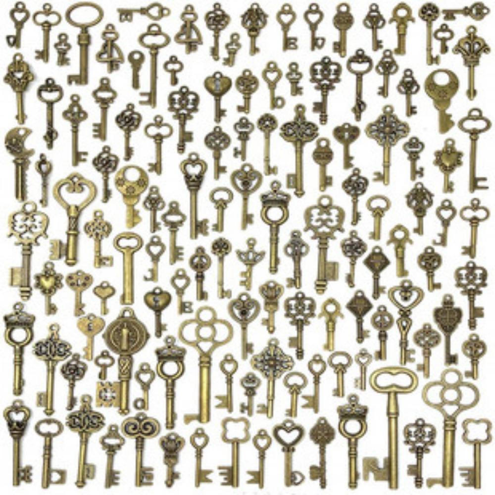 Vintage Key Pendant, Mixed, 12 Pieces/pack, DIY Antique Bronze Key Accessory, Notebook Pendant