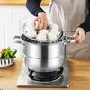 11inch 3 Tier Stainless Steel Steamer Potwith Lid Handle Cookware Pot Thick Food Steamer for Vegetable Dumpling Stock Sauce Food