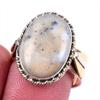 Natural Dendrite Opal Gemstone 925 Solid Silver Jewelry Two Tone Ring S.8US y6S89