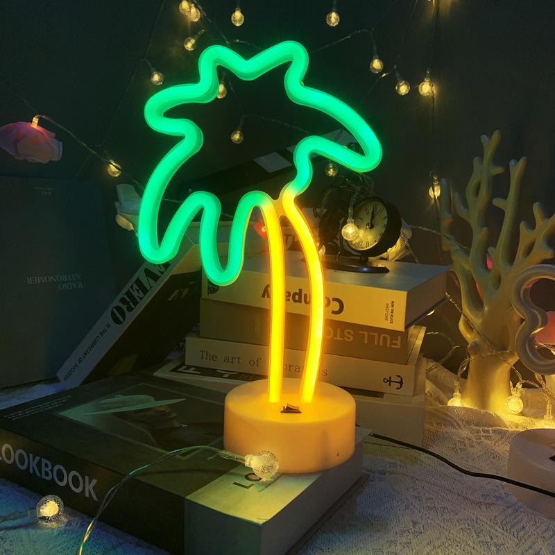 Неоновая вывеска в форме кокоса с основанием, светодиодная подсветка, атмосферное освещение для стены, ночник для дня рождения, оформления киберспортивной комнаты, кемпинга.
