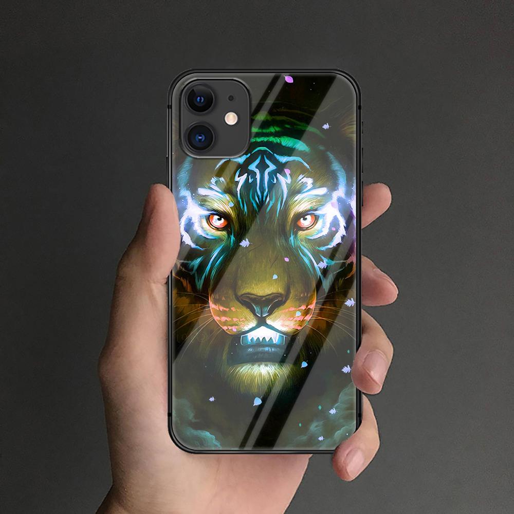 Чехол из закаленного стекла с тигром для iPhone Samsung Galaxy OnePlus Oppo Xiaomi Redmi Note SA 7 8 9 10 11 12 13 14 20 21 22 53 Pro Max Plus Ultra