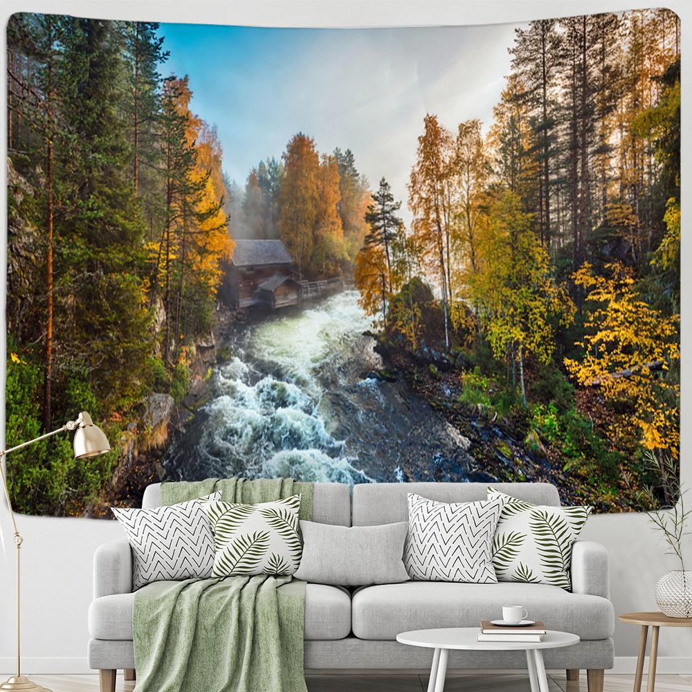 Снежная гора лес картина маслом гобелен настенный гобелен хиппи богемный психоделический тапиз комната гостиная декор