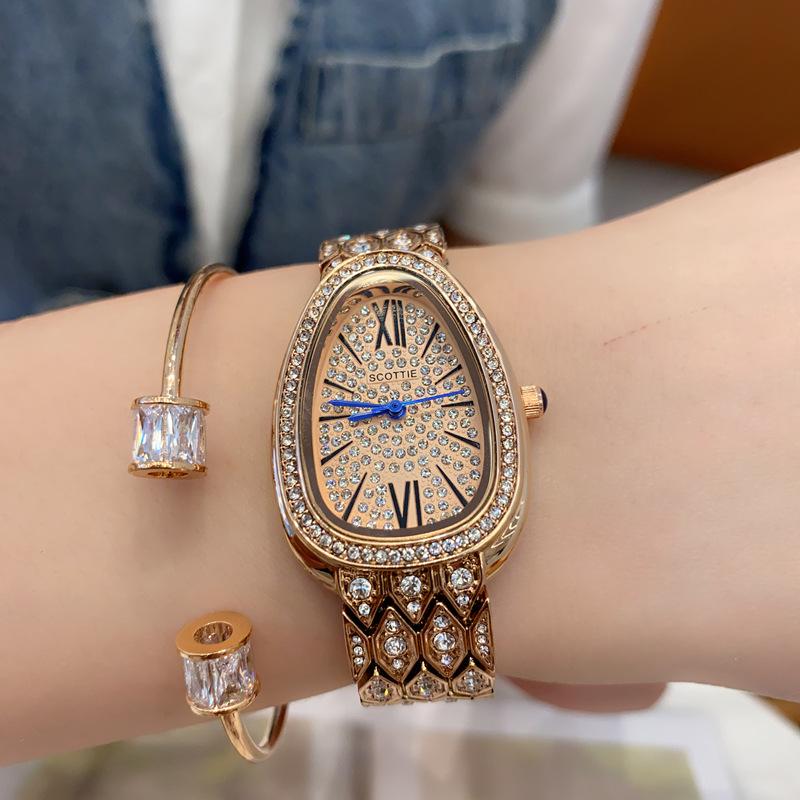 Snake Watch Snake Head Women'S Watch Gypsy Star With Diamonds And Steel Belt Supply Exquisite High-End Waterproof Women'S Watch