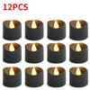 12/1PCS LED Electronic Candles Black Flameless Battery Operated Candle Lamps Halloween Xmas Wedding Party Decoration Lighting