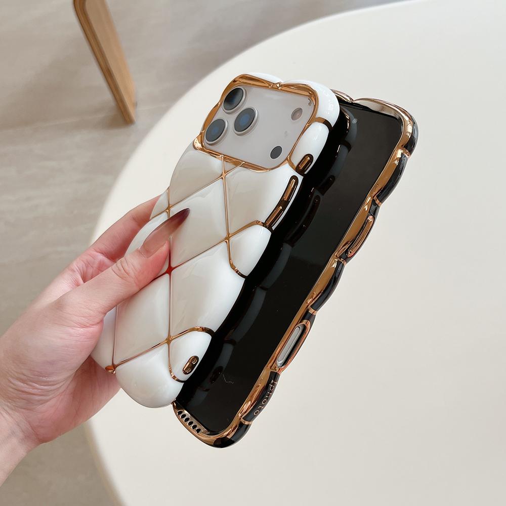 Электролитический 3D чехол для телефона с алмазным узором для iPhone 17 16 15 14 13 12 11 Pro Max Мягкий ударопрочный силиконовый чехол для девушек