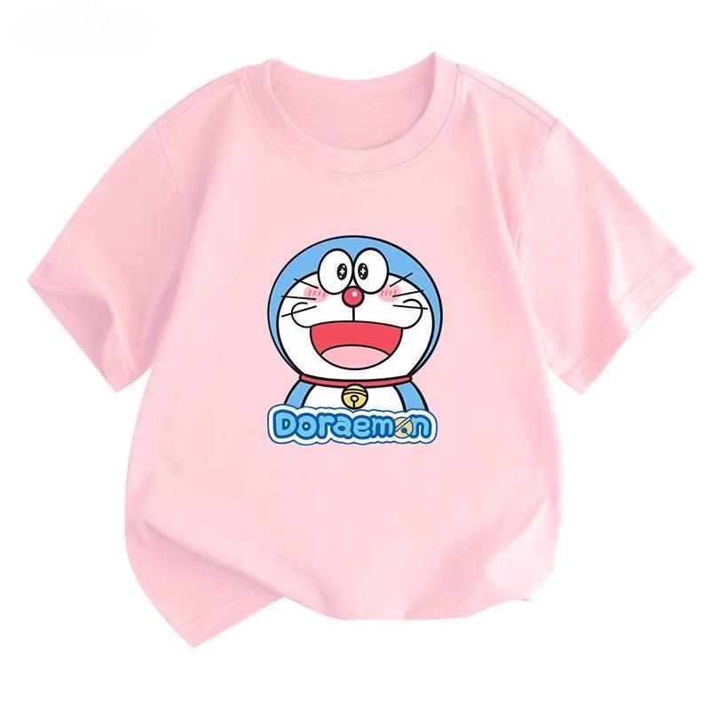 Potdemiel Doraemon Children's T-Shirt, New Summer Style, Comfortable and Breathable Top for Boys and Girls