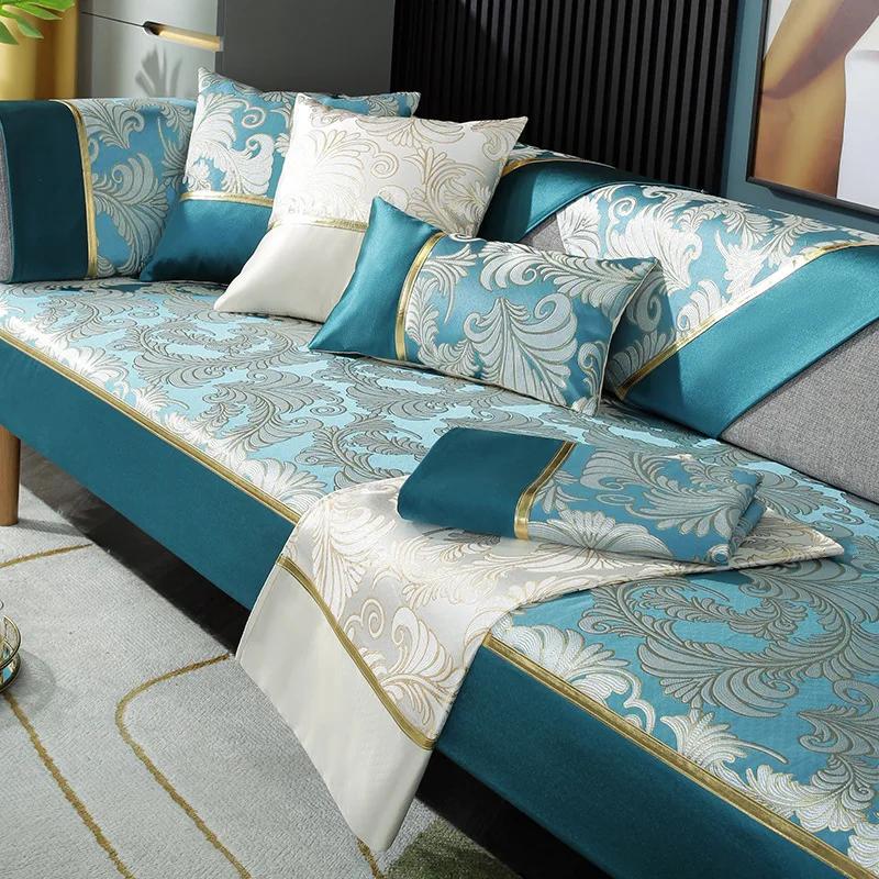 Чехол для дивана с вышивкой, универсальное синельное полотенце на четыре сезона, Нескользящий чехол для дивана, угловая подушка для сиденья, защитные чехлы для дома