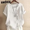 Women's Fashion Casual Summer Solid Color Print Short Sleeve O-Neck Blouses & Shirts