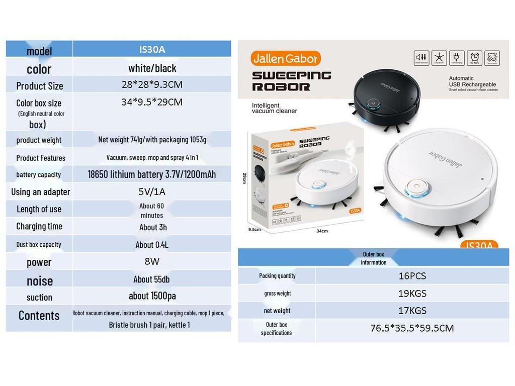 3-in-1 Smart Vacuum Cleaner: Robotic Vacuum, Mop & Nano Spray Humidifier