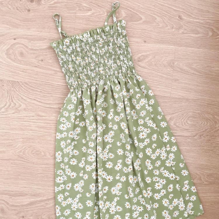 2023 Summer Floral Printed Chiffon Mini Dress Women Casual Fashion Spaghetti Strap Sleeveless Elastic High Waist Dress