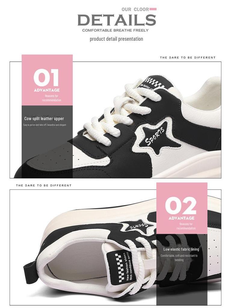 Женские кроссовки на платформе из натуральной кожи - Нескользящие, Легкие, Повседневные, Универсальные, Белые для весны и осени 2024.