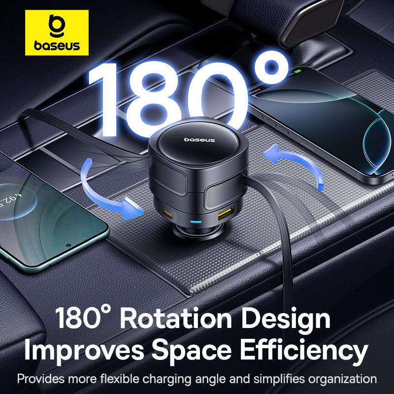 Автомобильное зарядное устройство Baseus 90 Вт USB Type-C, двойной выдвижной кабель, PD QC SCP AFC PPS, быстрая зарядка для планшета, iPhone, Samsung, Huawei, Xiaomi