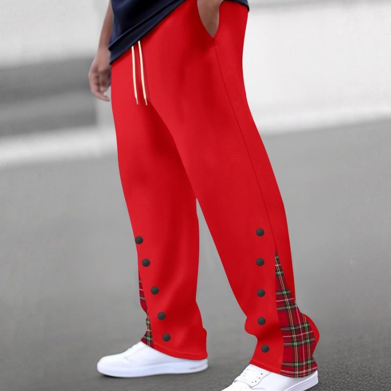 Men's SweatpantsNew Men's Buttoned Webbing Casual Pants Funky Straight Pants Outdoor Trousers