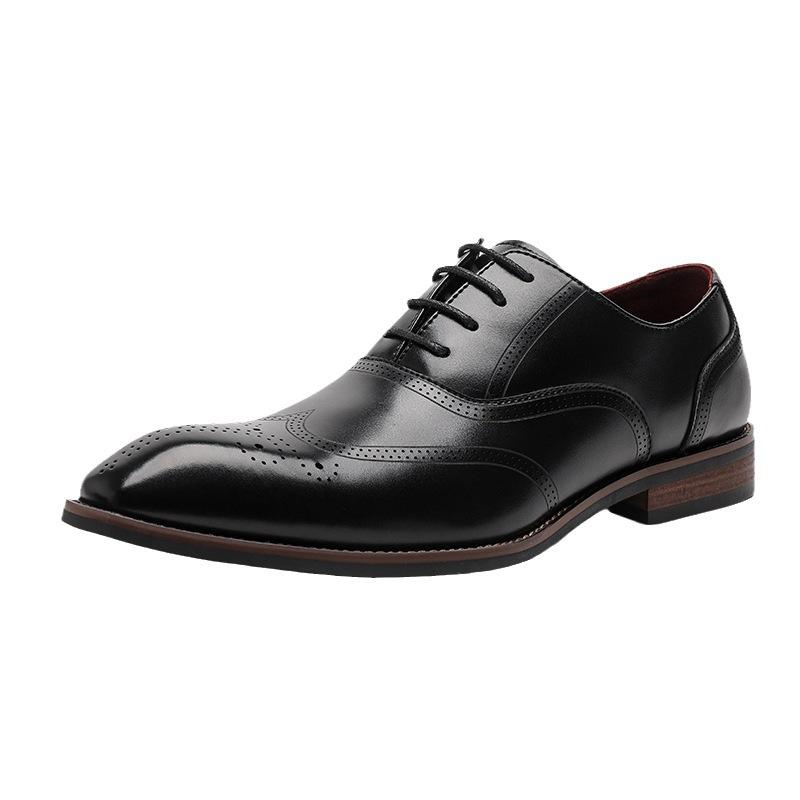 Men's Business Leather Shoes Men's Genuine Leather Dress Casual Men's Shoes Brock Leather Shoes Engraved Wedding Groom