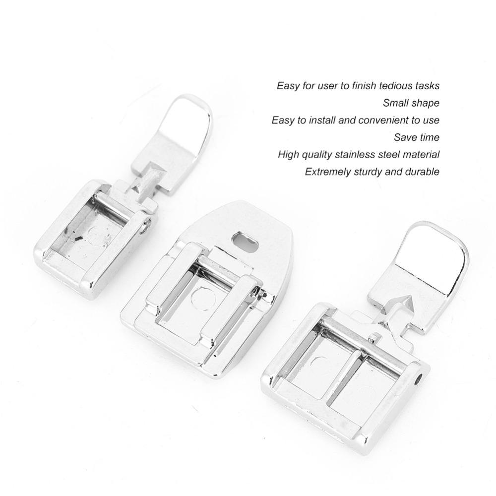 3pcs Stainless Steel Zipper Presser Foot Silver Color Sewing Machine Presser Foot  Home Sewing