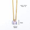 Titanium Steel Color-Retaining Zircon Oval Pendant Necklace Simple Fashion Furnace Vacuum Plating 18K Gold