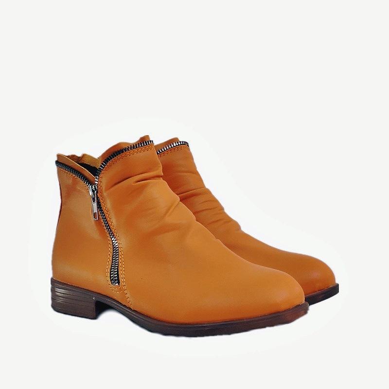 Женские модные ботильоны на осень, повседневные, на плоской подошве, из искусственной кожи, короткие ботильоны с металлической молнией и декоративным плиссированным дизайном