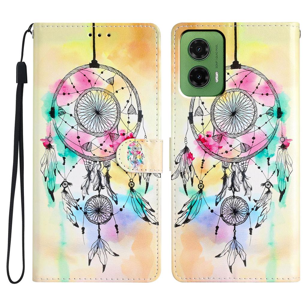 For Motorola Moto G35 5G Wallet Case PU Leather Pattern Printing Stand Phone Cover with Strap