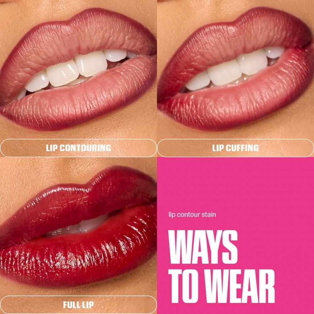 Huda Beauty Lip Contour Lip Stain For 12 Hour Wear 0.03 Oz 1 Ml Rosewood Rosy Pink