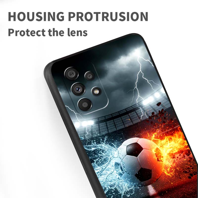 Модный футбольный классный чехол для телефона For Samsung A73 A72 A71 A55 A54 A53 A52 A51 A13 A22 A16 A15 A12 A14 A26 A07 5G Черный