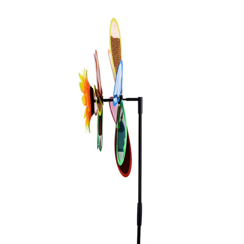 Двухслойная ветряная мельница в форме подсолнуха, сад, парк, наружное украшение, вертушки, красочные