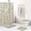 Home Waterproof Print Shower Curtain 4 Piece Carpet Cover Toilet Cover Bath Mat Pad Set Bathroom Curtain Bathroom Decoration