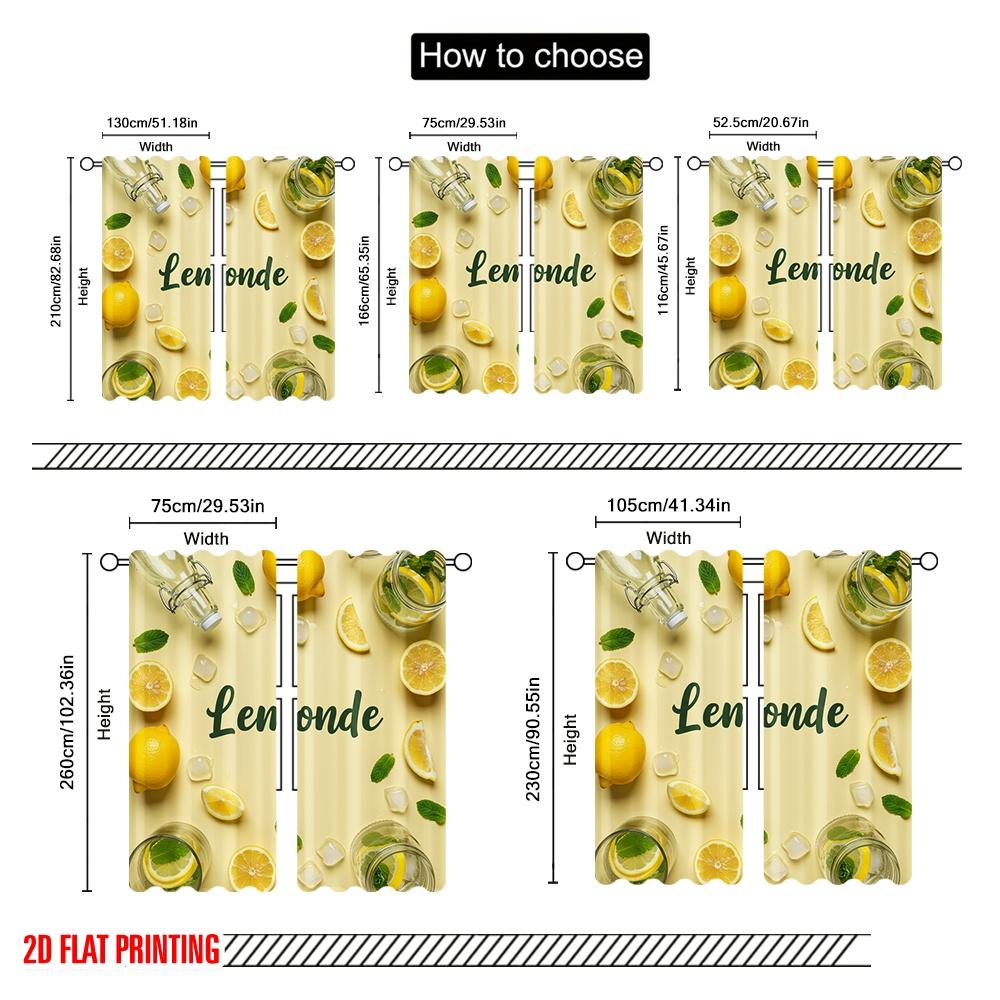 2 шт. 2D плоская печать Оконные шторы Лимонад Освежающий напиток Лето Полиэстер Без электричества Украшения для вечеринки Использовать для