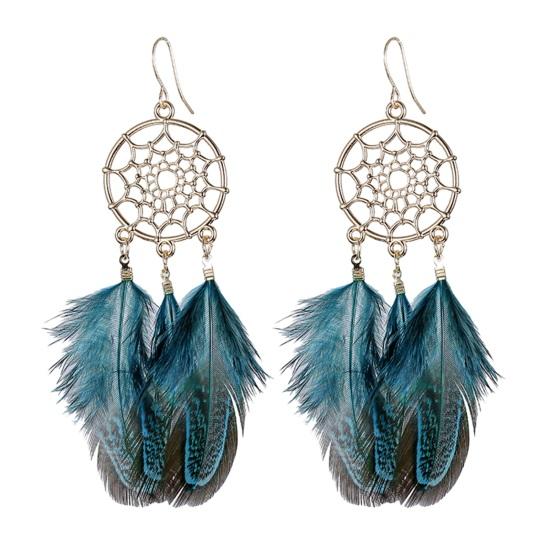 1 пара ретро богемные женские серьги-крючки с кисточками и перьями, круглые серьги-капли во дворцовом стиле, висячие серьги, ювелирные изделия, подарок