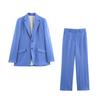 Spring 2025 Women's European & American Linen Blend Suit with Straight-Leg Pants