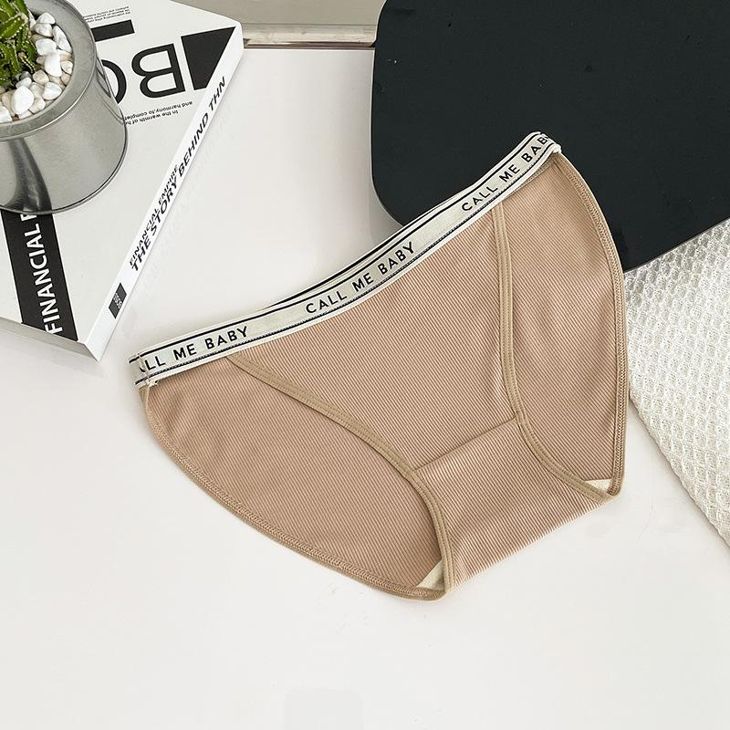 Sports Style Lingerie Minimalist High Slit Thread Knickers Girls' Mid Waist Underwear Panties