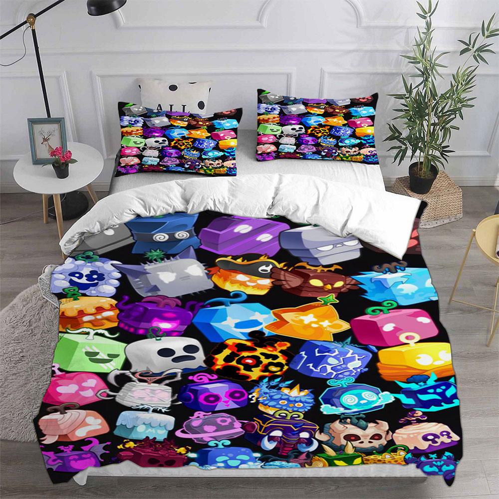 Комплекты постельного белья Blox Fruits Покрывало Одеяло Пододеяльник Наволочка Наборы из 2-3 предметов Односпальный Двуспальный Большой размер Декор для спальни