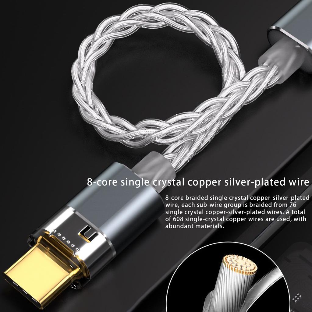 SIWRE OT1 Type-c To Type-c Audio Cable For Dongle DAC Portable Headphone Amp Silver-Plated Single Crystal Copper USB-C CablesGood product