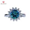 Luxury Women’s Open Rings Sky Blue Zircon Wedding Engagement Anniversary Party Fine Jewelry