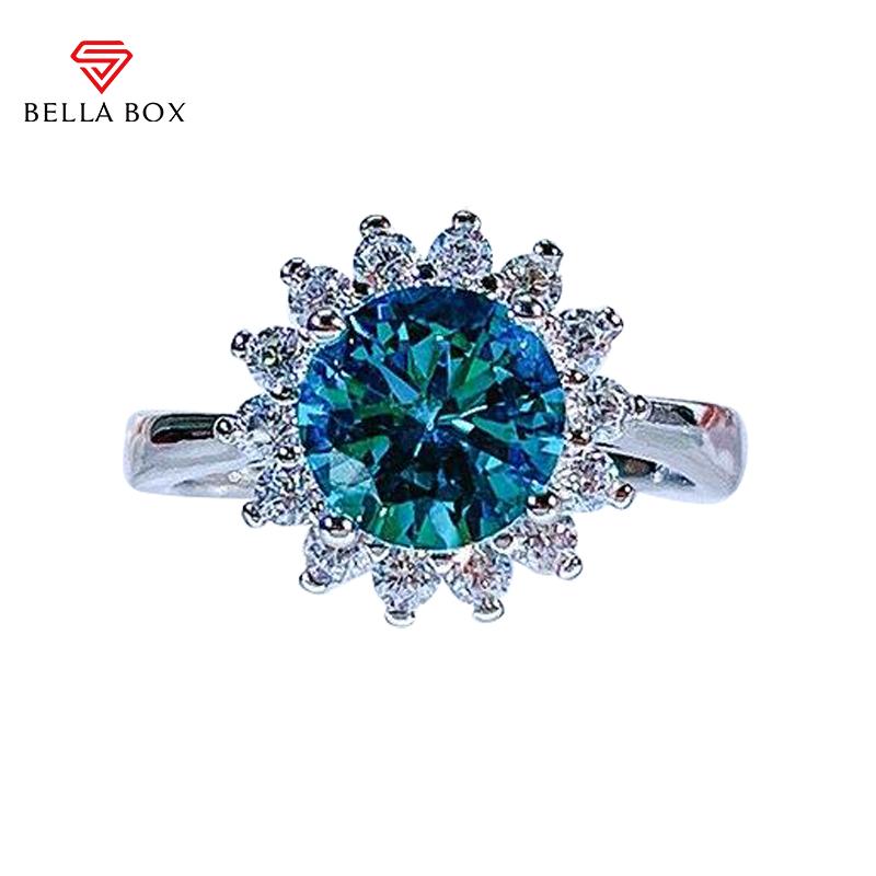BELLA BOX Роскошные женские открытые кольца небесно-голубой циркон для свадьбы, помолвки, юбилея, ювелирных украшений