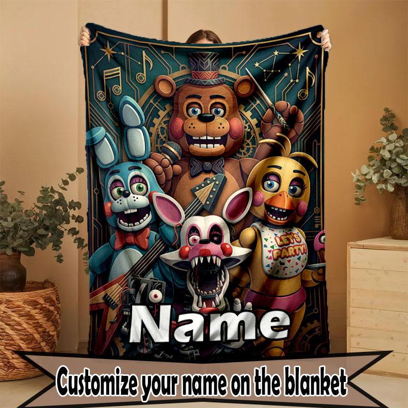 Custom Name Personalized Five Nights at Freddy's Print Blanket, Home Decor, Bedroom, Sofa, Camping, Couch, Gifts for Birthday Christmas