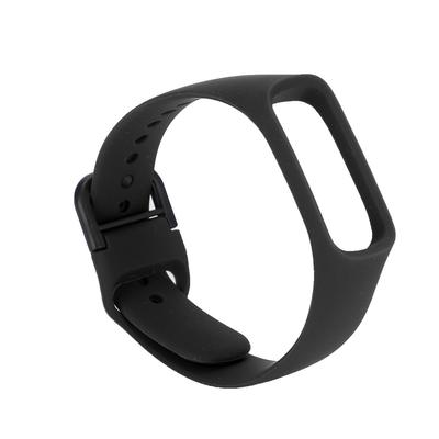 Цельный однотонный силиконовый ремешок для часов Samsung Galaxy Fit-e SM-R375 (черный)