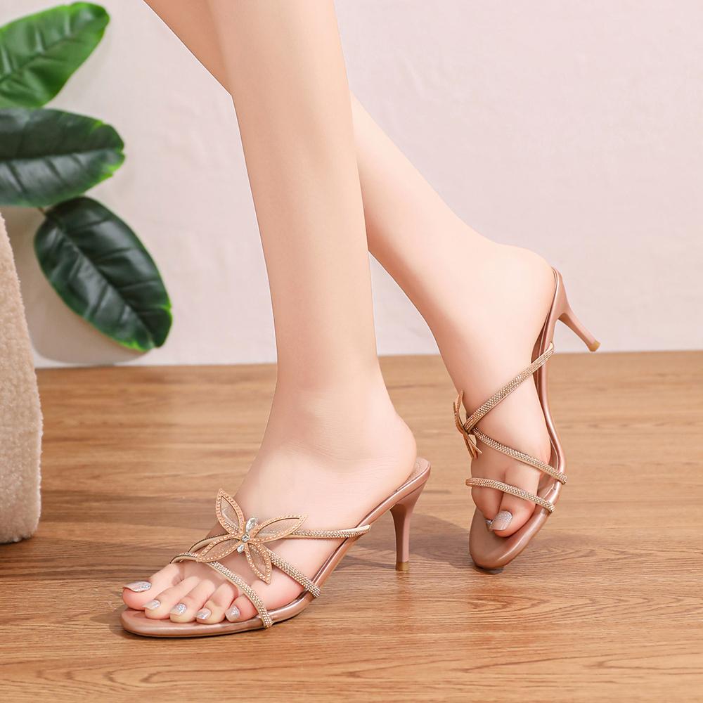 Women's Versatile Sandals, Stylish Outdoor Slippers, Exquisite Spring Stiletto High Heels, Height Increasing
