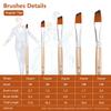 5 шт. набор кистей с угловым наконечником, нейлоновые кисти для волос с деревянной ручкой, художественные кисти для детей