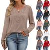 Women's Loose Comfortable Casual Fashion V-Neck Solid Color Long Sleeve Top